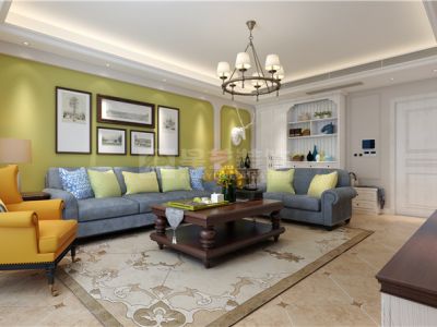 南湖明珠美式风格135平米三居室装修案例