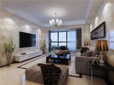 君悦山现代风格156平米三居室装修案例