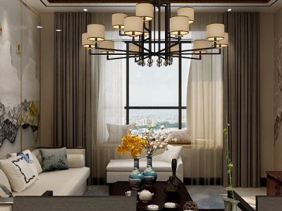 橡树湾新中式风格100平米三居室装修案例