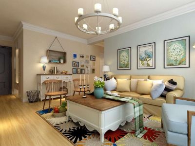 印象湾美式风格120平米三居室装修案例