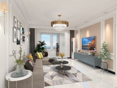 鸿顺观邸125平三居室北欧极简风格装修案例