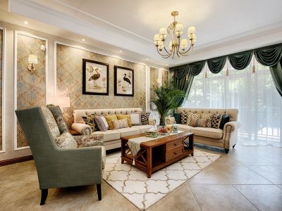 龙津大厦二期美式风格120平米装修效果图案例