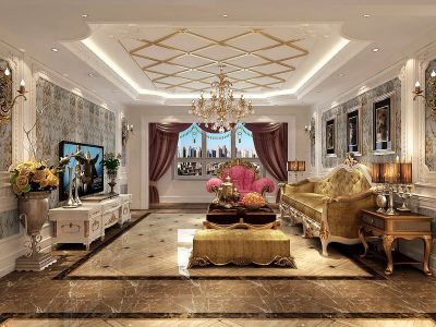金科王府澜庭新古典风格342平米四居室装修案例