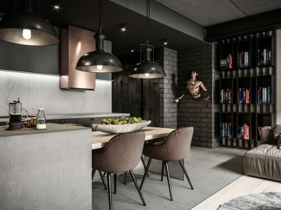 湘潭中心三室工业风格装修案例