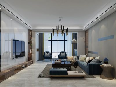 山水湖城后现代风格四居室装修案例