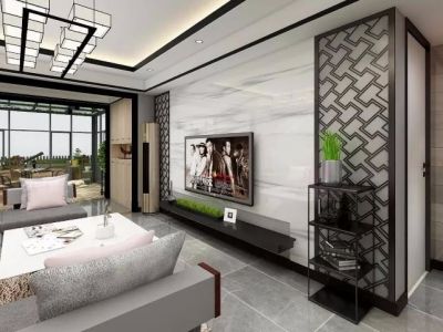 林河春天中式现代风格169平米三居室装修案例