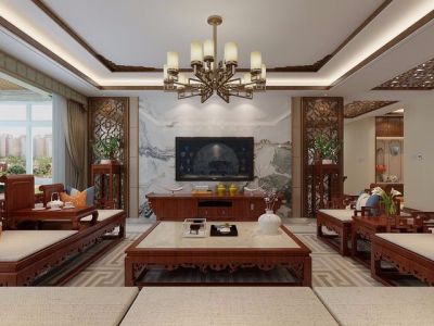 水晶·新天地中式风格185平米三居室装修案例