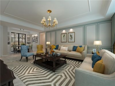 香槟海岸美式风格142平米三居室装修案例