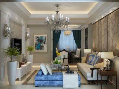 龙湖春江郦城欧式风格142平米三居室装修案例