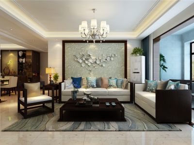 和达中心城新中式风格126平米三居室装修案例