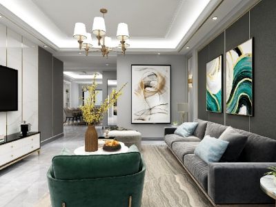 世纪花园现代风格140平米三居室装修案例