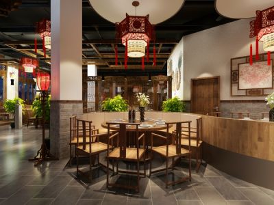 中式风格3000平米火锅店装修案例