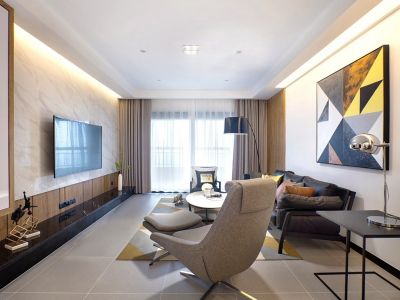 海尔世纪公馆现代风格114平米三居室装修案例