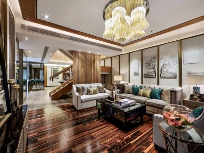 中南樾府中式风格206平米别墅装修案例