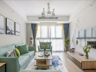 东方花园北欧风格89平米二居室装修案例