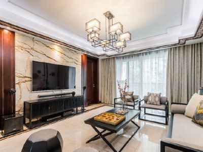 深港城新中式风格105平米三居室装修案例