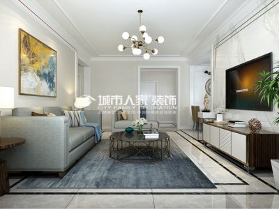 南寒圣都126平米现代风格三居室装修效果图案例