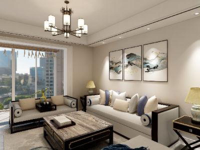 湾流天悦中式现代三居室装修案例