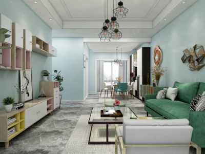 栖霞栖庭混搭风格86平米二居室装修案例