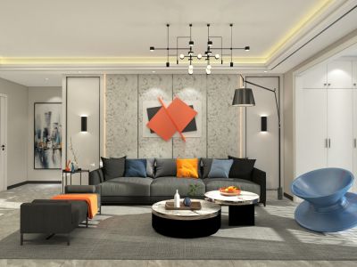 中海珑玺现代风格134平米三居室装修案例