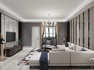 君域豪庭现代风格126平米三居室装修案例