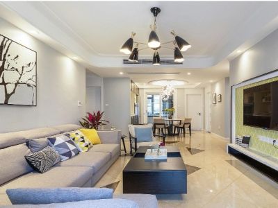 海亮德文郡现代风格120平米三居室装修案例