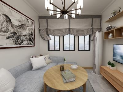 锦尚云天中式现代风格三居室装修案例