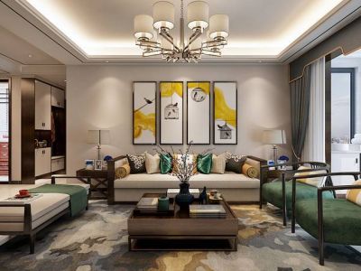 耀圣御龙湾130平米中式四居室装修案例