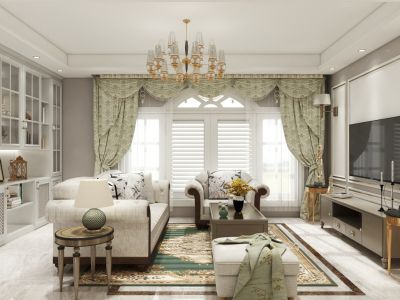 盛世华章现代风格124平米三居室装修案例