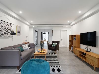 慧谷阳光简约风格94平米二居室装修案例