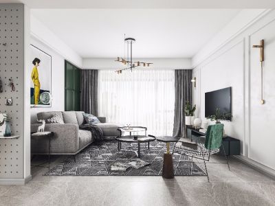 康鸿家园北欧风格96平米二居室装修案例