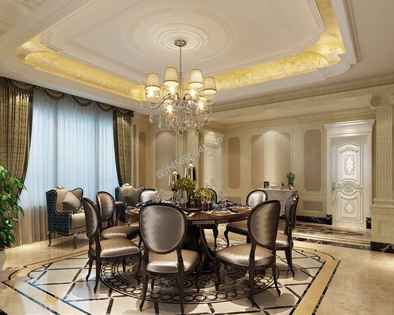 别墅255平欧式风格餐厅设计图欣赏