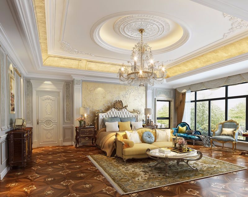 别墅255平欧式风格卧室吊顶设计图欣赏