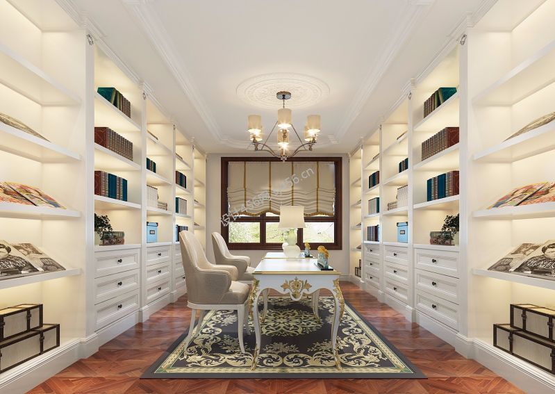 别墅255平欧式风格书房设计图欣赏