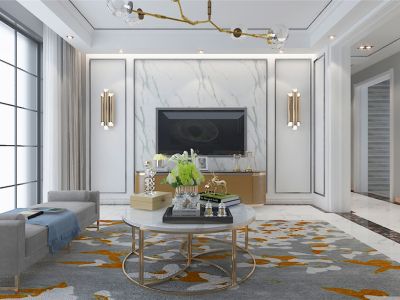 红钻公馆现代轻奢风格130平米三居室装修案例