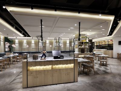 235平米港式休闲茶餐厅装修效果图案例