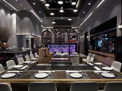 370平米浪漫风格铁板烧餐厅装修案例