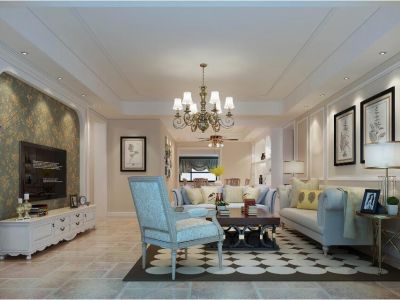 瑞纳紫域美式风格134平米三居室装修案例