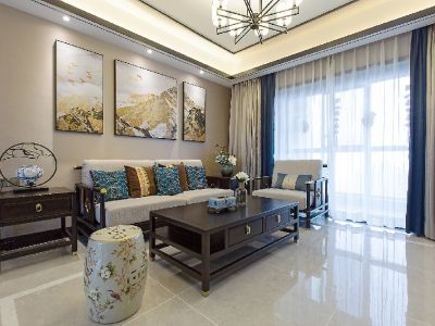 宝信润山140平四居室新中式风格装修案例