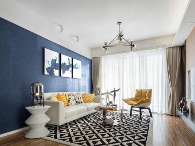 凤凰城现代风格115平米三居室装修案例