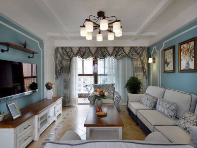 银仁御墅花园美式田园风格121平米三居室装修案例