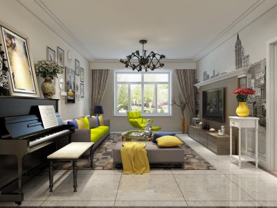 西山艺境现代风格100平米三居室装修案例