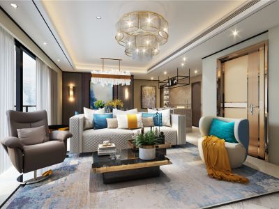 文园花园轻奢风格130平米三居室装修案例