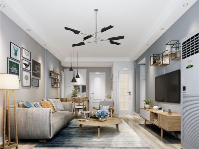 颐景园北欧风格113平米三居室装修案例