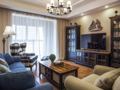 绿地商务城120平三居室美式经典风格装修案例