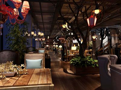 沿街商铺2000平咖啡馆“漫咖啡”风格装修案例