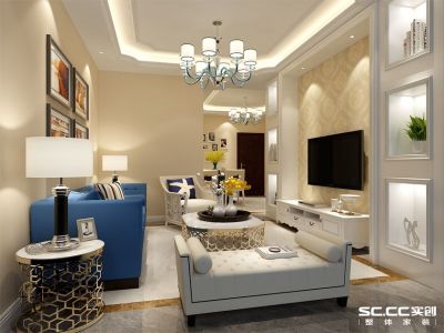 世茂蓝屿三居113平欧式风格装修案例