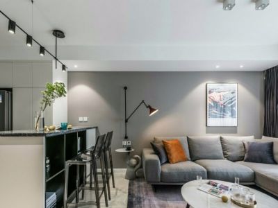 冶建尚郡极简风格68平米二居室装修效果图案例