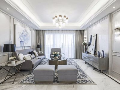 丰泰观山碧水美式轻奢107平米三室两厅装修案例