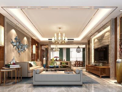 丽喜南苑新中式风格134平米三居室装修案例